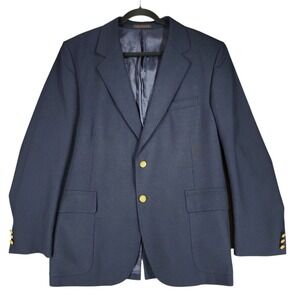 Boston Traders‎ Blazer 43R Mens Navy Blue Gold Buttons Nautical Preppy Sail Vtg